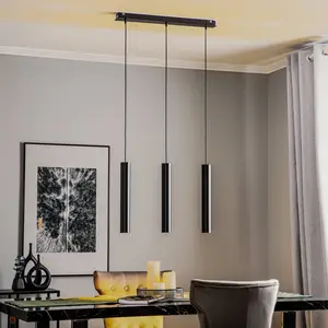 Euluna Suspension Eye, noir, à 3 lampes pas cher