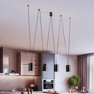 Euluna Suspension More Tone, noir/or, à 4 lampes pas cher