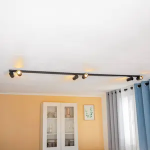 Euluna Spot pour plafond Mono VI en noir, à 6 lampes pas cher