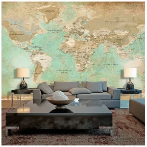 Walliex Papier peint XXL Turquoise World Map II-Taille L 500 x H 280 cmVendu parrue-du-commerce