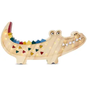 LITTLE LIGHTS Lampe Veilleuse Crocodile Bois Naturel pas cher