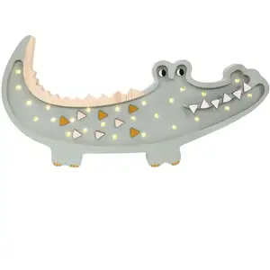 LITTLE LIGHTS Lampe Veilleuse Crocodile Kaki Pastel pas cher
