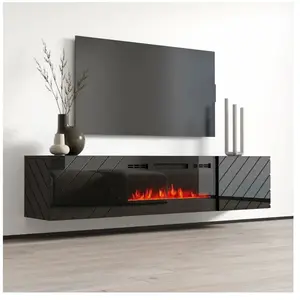 Bim Furniture - Roxy Meuble tv avec cheminée électrique cm183x35x38h n... pas cher