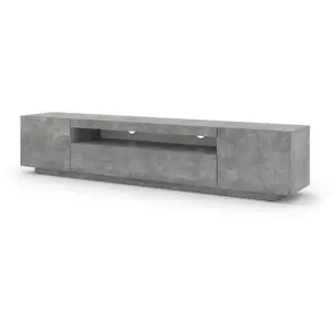 BIM Furniture Meuble TV bas universel Aura 200 cm à suspendre ou à poser Béton sans LED pas cher