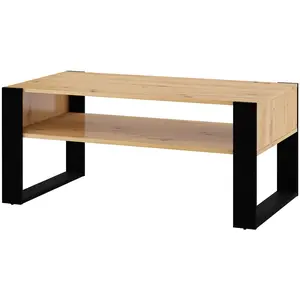 Bim furniture nuka f table basse en chêne avec étagère noir 110 x 60 cm