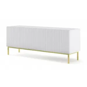 AC-DÉCO Bim Furniture - Meuble tv ravenna b 150 cm 3D fraisé blanc mat + cadre pas cher