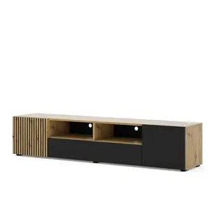 BIM Furniture Meuble TV Auris 200 cm chêne artisan / noir mat