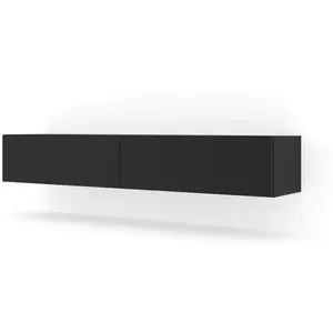 AC-DÉCO Meuble tv bingo avec 2 portes - noir mat - l 180 x p 40 x h 30 cm pas cher
