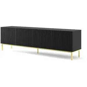Meuble TV Ravenna B 200 cm 4D noir mat avec cadre pas cher