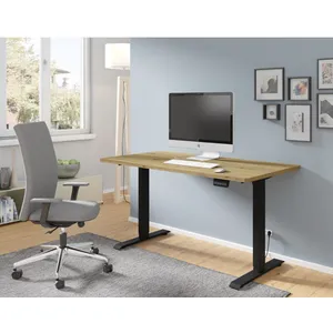 Bureau électrique 140 cm ergo bois et noir pas cher