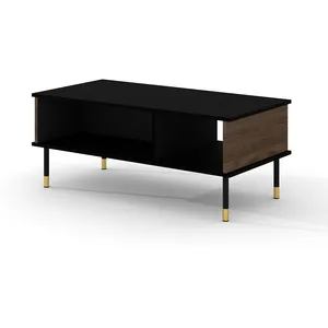 AC-DÉCO Table basse 110 cm stratifiés beige et noir pas cher
