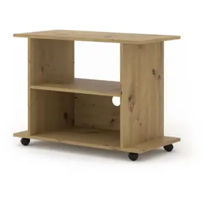 Meuble TV - AC-Déco - Yogi - Beige - L 80 cm - Sur roulettes - 2 étagères ouvertes pas cher