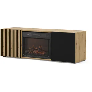 Comparateur de prix : BIM FURNITURE Meuble tv auris 150 cm avec cheminée électrique chêne artisan noir mat