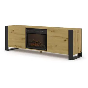 BIM FURNITURE Meuble TV MONDI 180 cm avec cheminée électrique chêne artisanal pas cher