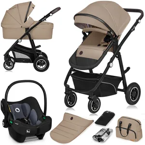 Poussette combinée 3en1 LIONELO Bianka -Jusqu'à 22Kg - Pack poussette, nacelle, siège auto, sac et accessoires - Beige