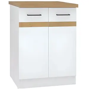 Comparateur de prix : BigBuy Home Meuble bas de cuisine 60 cm 2 Portes Plan de travail Blanc brillant