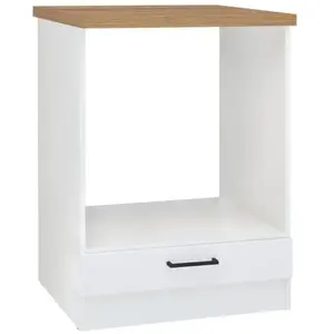 JUNONA Meuble bas four 60 cm - Plan de travail - Blanc brillant pas cher