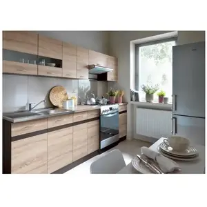 Comparateur de prix : Cuisine complète 2m40 avec éclairage LED - 7 éléments - chêne sonoma