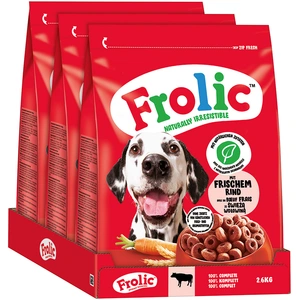 Comparateur de prix : Frolic boeuf, carottes, céréales pour chien - 7,8 kg (3 x 2,6 kg)