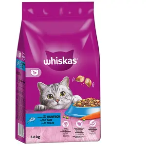 ‎Whiskas  Whiskas Croquettes - WHISKAS - Au thon - 3,8 kg - Aliment complet - Système urinaire sain pas cher
