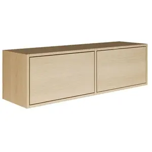 SELSEY Meuble TV avec 2 abattants FRAMME aspect chêne 100 cm pas cher