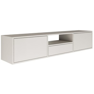 SELSEY Meuble TV avec 3 abattants et une étagère FRAMME blanc 150 cm pas cher
