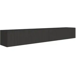Selsey Veldio   Meuble Tv Mural Avec Façades Rainurées   200 Cm   Noir