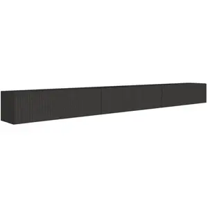 Comparateur de prix : Selsey VELDIO   Meuble TV mural avec façades rainurées   300 cm   noir