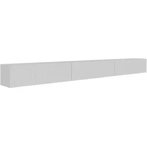 Selsey Veldio - Buffet TV suspendu avec façades striées, 300 cm, blanc