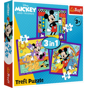 3 Puzzles - Mickey et sa Joyeuse Bande 20 Pièces Trefl pas cher
