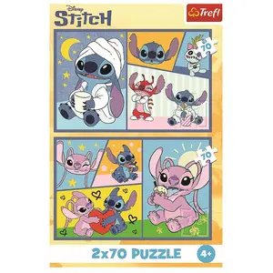Trefl CUBES PUZZLE 2x70 On ne s'ennuie pas avec Stitch 34444 pas cher