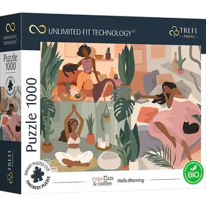 Trefl Prime Yoga Chats Café Bonjour Puzzle Du Matin 1000 Unités pas cher