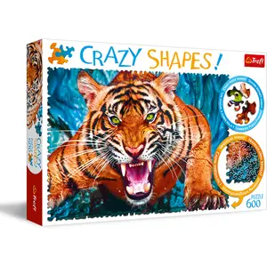 Trefl Puzzle - Face à face avec un tigre, 600 Pièces, Crazy Shapes, Qu...