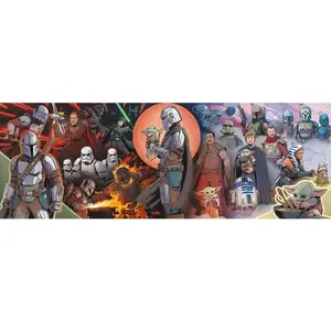 Trefl Puzzle 1000 pièces panoramique : Star Wars Mandalorian : Les Aventures du Mandalorien