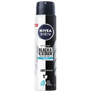 Spray anti-transpirant Nivea Men Invisible Fresh 48h, 250 ml, sans traces ni taches blanchesVendu parkaufland