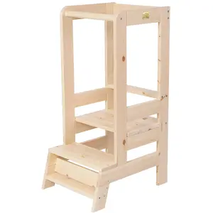 MEOWBABY Tour d'apprentissage et d'observation en bois naturel pas cher