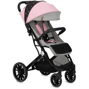 MoMi ESTELLE PLUS LIGHT Poussette Bébé Citadine Ultra Compacte - De 6 mois - Jusqu'à 22kg   Rose
