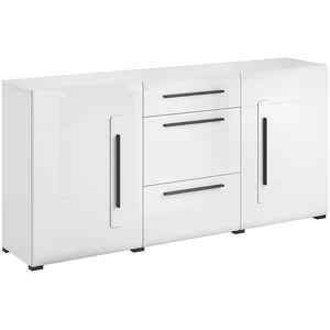 Petits meubles Buffet 2 portes 3 tiroirs stratifiés blanc pas cher