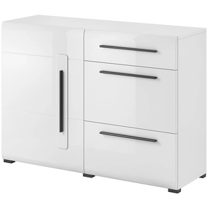 Petits meubles Buffet 1 porte 3 tiroirs stratifiés blanc pas cher