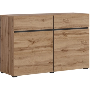 Petits meubles Buffet 2 portes 2 tiroirs stratifiés beige pas cher