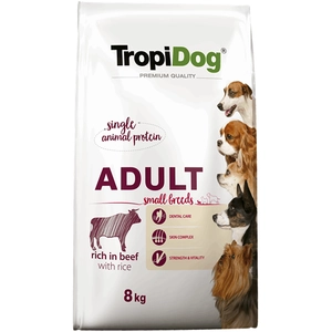 Comparateur de prix : 8kg Tropidog premium adulte small boeuf & riz nourriture pour chien sec
