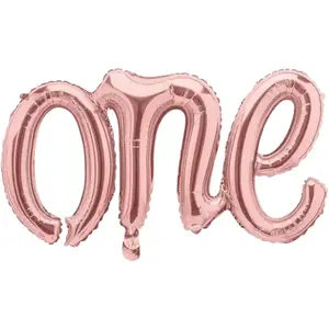 Ballon Métallique ONE or rose 66x37cm pas cher