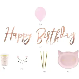 PartyDeco Party Deco Kit décoration anniversaire Chat (55 pièces) pas cher