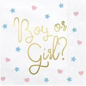 PartyDeco Lot de 20 serviettes Boy or Girl? (33 x 33 cm) pas cher