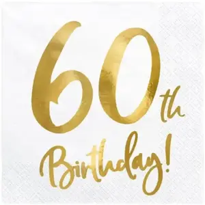 PartyDeco Serviette en papier 60th Birthday (Lot de 20) pas cher