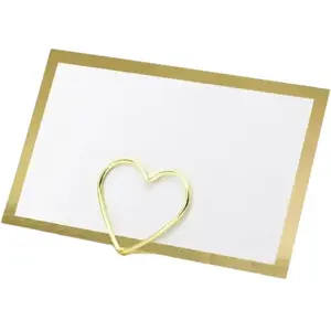 PartyDeco Party-Decoration Marque-places - NO NAME - Blanc bord doré - Pour placement convives pas cher