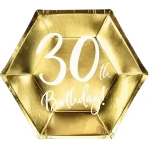 PartyDeco Assiette en papier 30th Birtdhay doré (Lot de 6)  pas cher