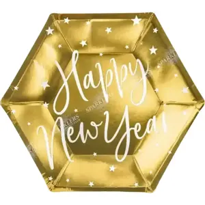 Party-Decoration 6 assiettes carton happy new year étoiles 20cm or - générique tpp64-019m pas cher