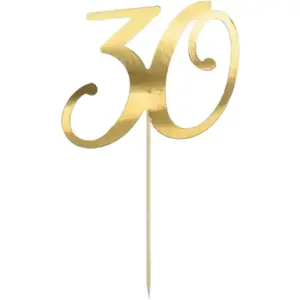 PartyDeco Décoration De Gâteau En Papier « 30 », Or, 20,5 Cm pas cher