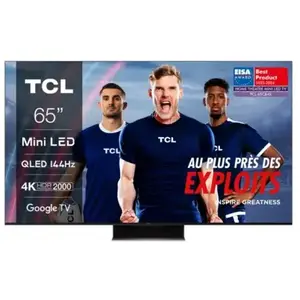 TV QLED Mini LED Tcl 65C845 165 cm 4K UHD Smart TV Aluminium brossé pas cher